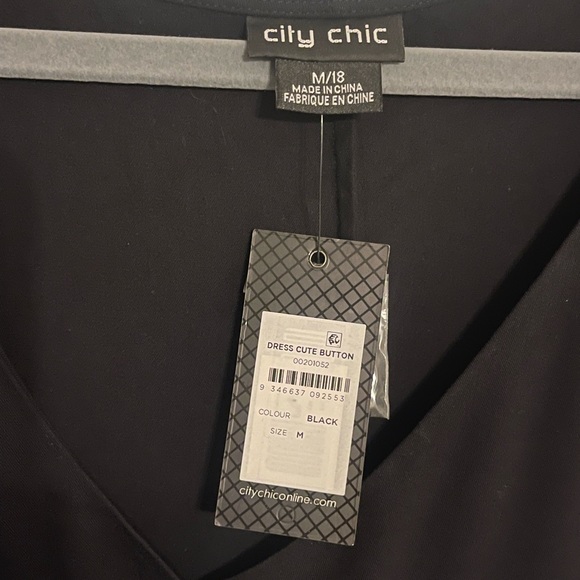 Black Button down City Chic Dress - Picture 5 of 7